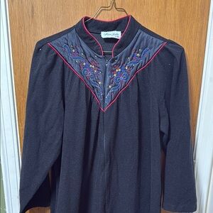 Black Embroidered Pajama Top Anne Leslie